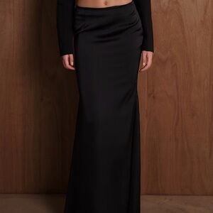 Elegant Black Satin Skirt